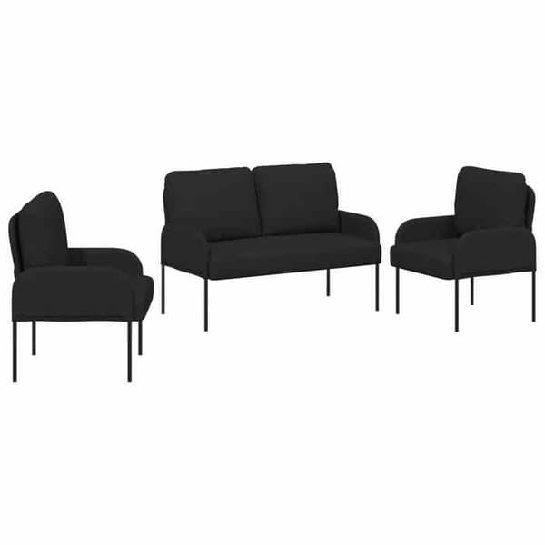 Maison Exclusive - 3-delt sofa sæt i sort krydsfiner