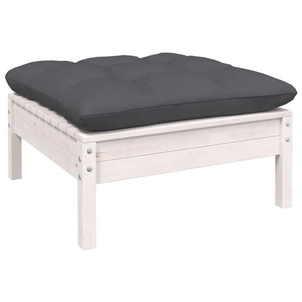 Maison Exclusive - Havegruppe 13 stk med hvide puder, solid fyrretræ Vit