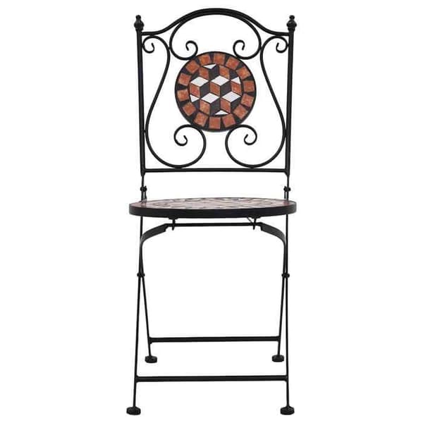 Maison Exclusive - Fällbara stolar med mosaik, set om 2, i brun keramik brun