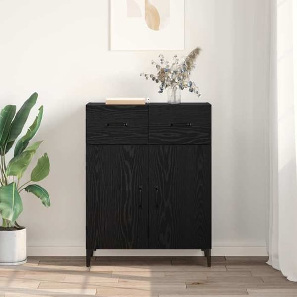 Maison Exclusive - Buffet Sort egetræ 69,5 x 34 x 90 cm Ingeniørtræ svart ek