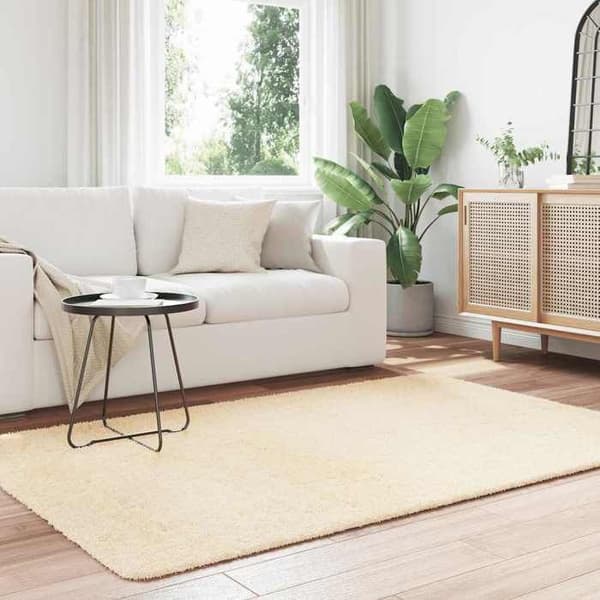 Tæppe - EKSKLUSIVT HUS - NAVARRA - 130x200 cm - Polyester - Creme - Skridsikker grädde