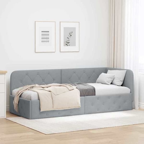 Maison Exclusive - Lyst grå hjørneseng 80 x 200 cm stof