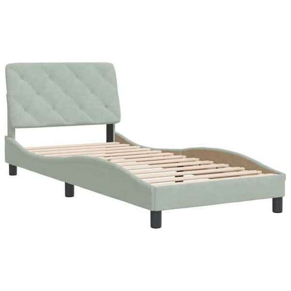 Maison Exclusive - Sängram utan madrass ljusgrå 80x200 cm sammet