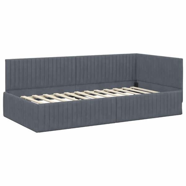 Maison Exclusive - Tummanharmaa kulmasänky 100 cm x 200 cm Sametti