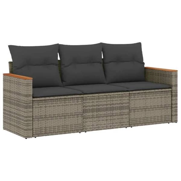 Maison Exclusive - Trädgårdsmöbler med kuddar 3 delar grå flätad resin