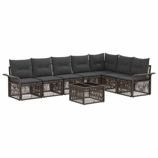 Maison Exclusive - 8-delars trädgårdsoff-set i grå polyrotting