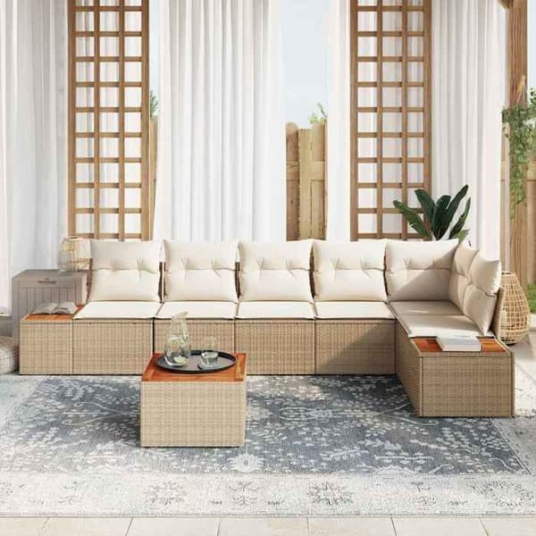 Lounge-soffor - MAISON EXCLUSIVE - Set 6 delar - Modulär - Poly rattan & akacia - Väderbeständig