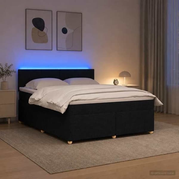 Maison Exclusive - Boxspring seng med madras Sort 140 x 200 cm Stof Svart