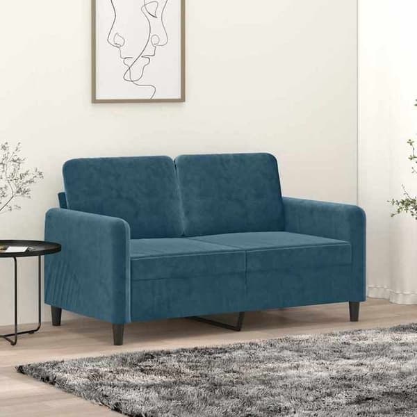 Divaani - MAISON EXCLUSIVE - 2 paikkaa 120 cm - Sininen - Sametti - Metallirunko Blå
