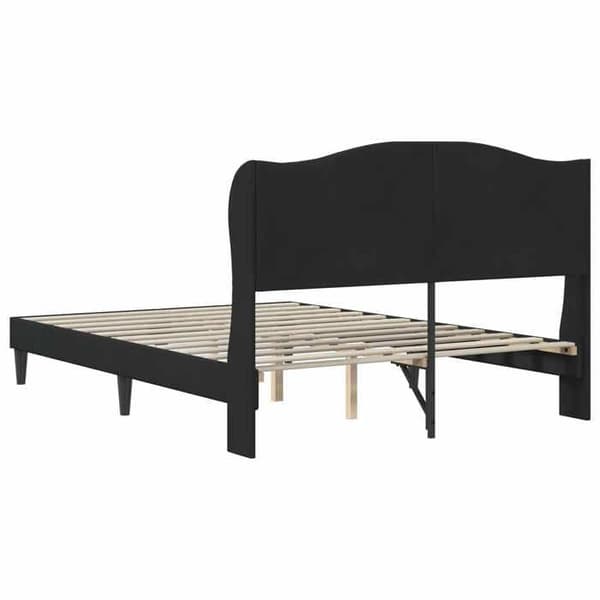 Sengestel - EKSKLUSIV HUS - 120 x 190 cm - Velour hovedgærde - Sort - Lamelseng Svart