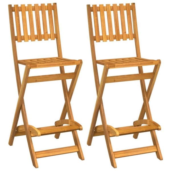 Maison Exclusive - Fällbara utomhusbarstolar set om 2 Akaciaträ
