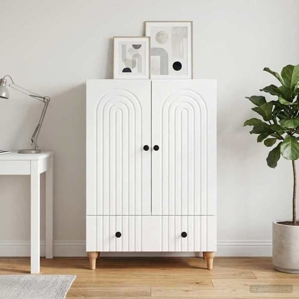 Maison Exclusive - Hvid glans buffet 66 x 34,5 x 95 cm Ingeniørtræ