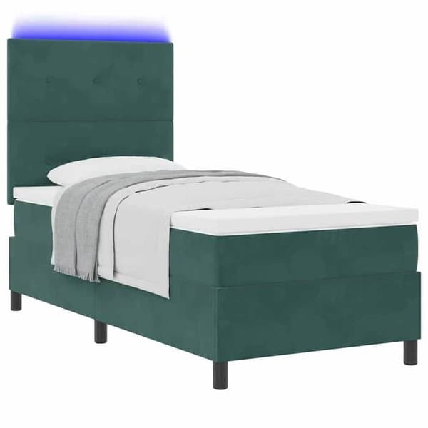 Maison Exclusive - Madspring seng LED Mørkegrøn 90 x 190 cm Velour