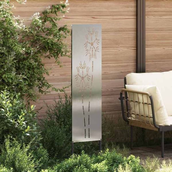 Trädgårdsskärm - EXKLUSIV HEM - Rektangulär - Matt stål - Silverfärgad - 32 x 140 cm Silver