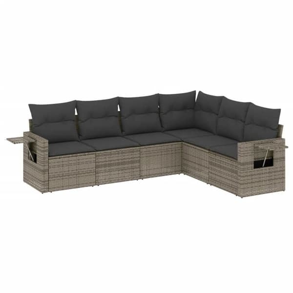 Maison Exclusive - Trädgårdsmöbler 6 delar med grå kuddar i flätad resin