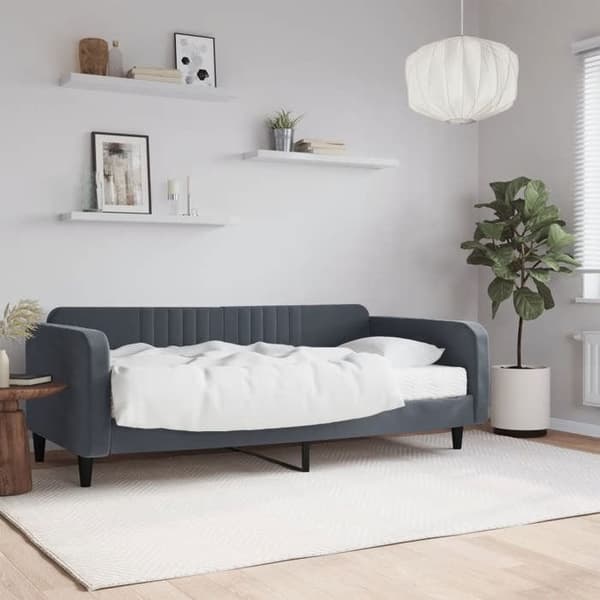 Maison Exclusive - Dagbädd med mörkgrå madrass 100x200 cm sammet