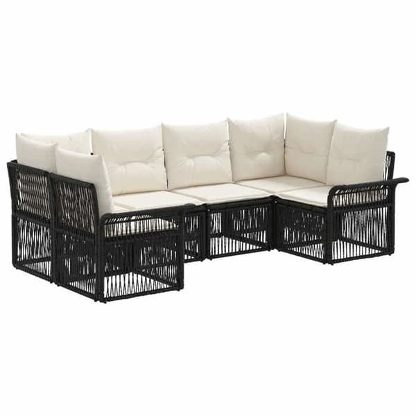 Maison Exclusive - 6-delars trädgårdsoff-set 6-sits svart