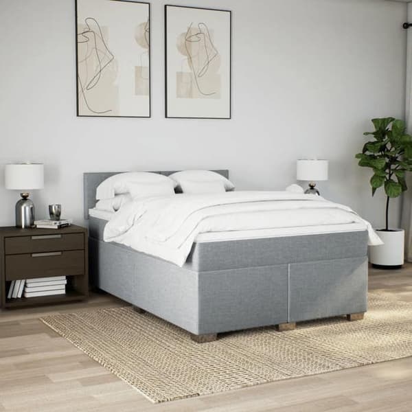 Maison Exclusive - Sengebund med lameller og madras Lys grå 140x190cm Stof