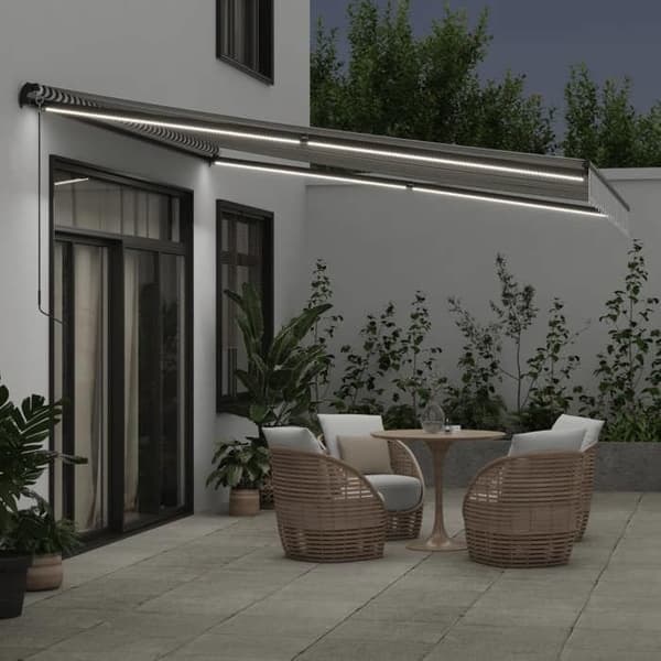 Maison Exclusive - Manuell retraktabel markis med vit LED 400x350 cm