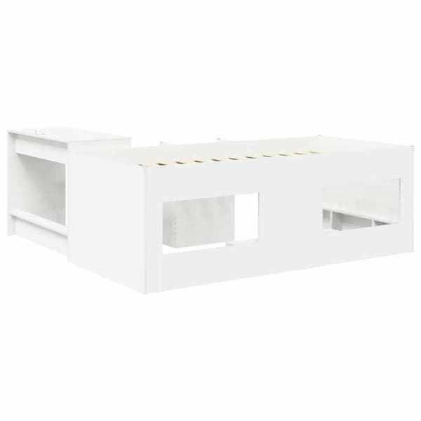 Maison Exclusive - Hög säng för barn med skrivbord 2 delar Vit