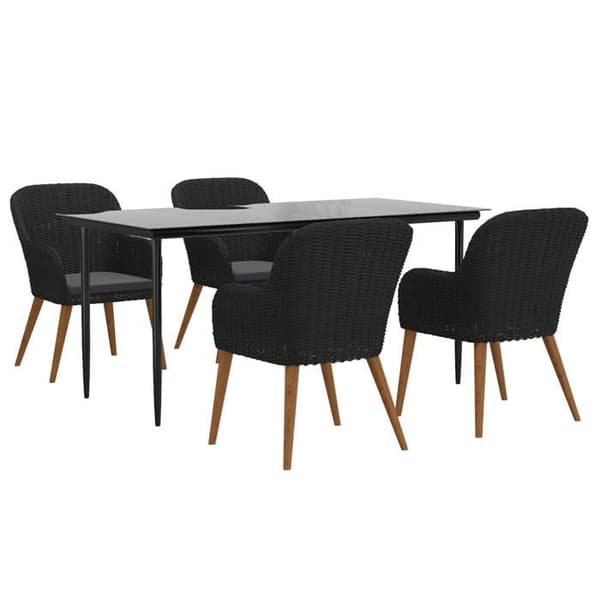 Maison Exclusive - Trädgårdsset med kuddar 5 delar Svart