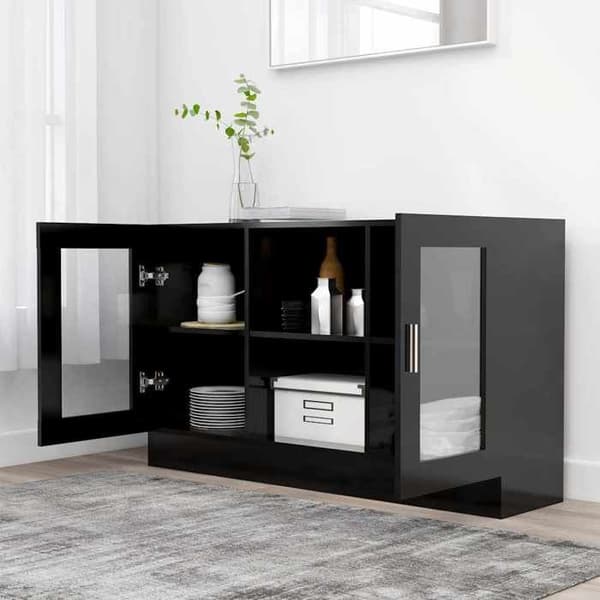 Maison Exclusive - Vitrineskab Sort 120x30,5x70 cm Ingeniørtræ