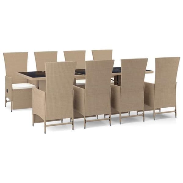 Trädgårdsmöbelset - EXKLUSIVT HUS - 9 delar - Beige - Polyrotting - Fällbara stolar beige