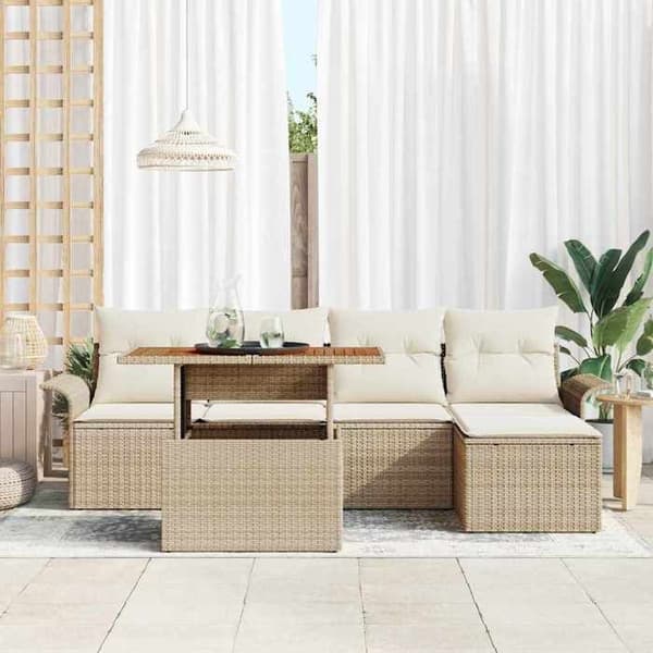Maison Exclusive - Sæt af 6 pc. have-sofa i beige poly rattan