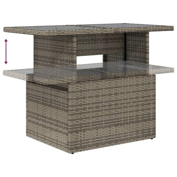 Maison Exclusive - Trädgårdsmöbler 9 delar med grå kuddar i flätad resin