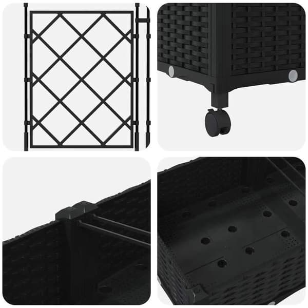 Maison Exclusive - Havebed med gitter og hjul 3 stk Sort PP