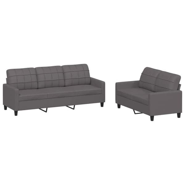 Maison Exclusive - Sæt af 2 sofaer med puder i grå kunstlæder