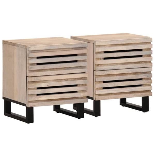 Maison Exclusive - Sängbord 2 st 40x34x46 cm massiv mangoträ blekt