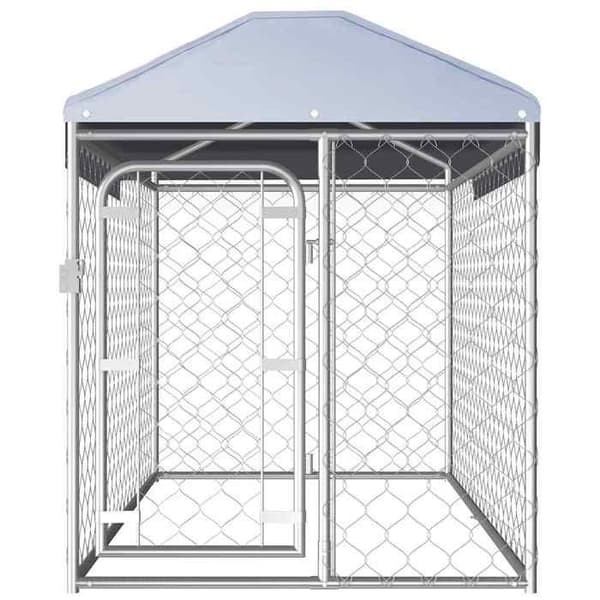 Maison Exclusive - Ulkoilma koirankoppi katolla 200x100x125 cm silver-