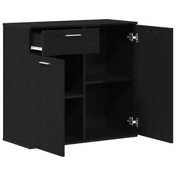 Maison Exclusive - Buffet i sort egetræ 80x36x75 cm ingeniørtræ