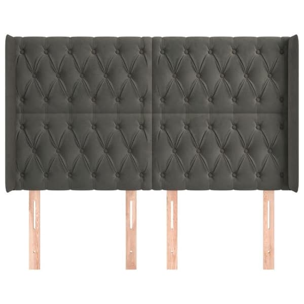 Maison Exclusive - Päätylevy korvilla Tummanharmaa 147x16x118/128 cm Sametti Mörkgrå