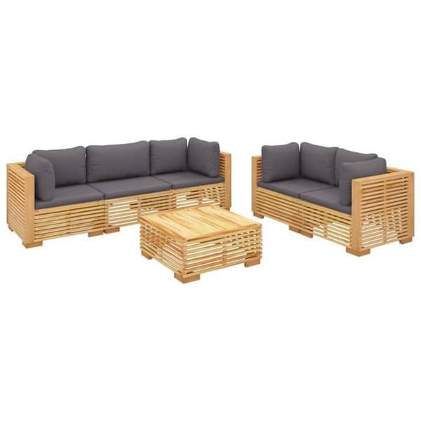 Maison Exclusive - Havegruppe 6 stk med puder i solid teaktræ