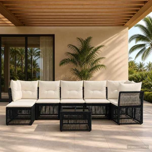Maison Exclusive - 8 stk. have-sofa sæt i sort polyrotin