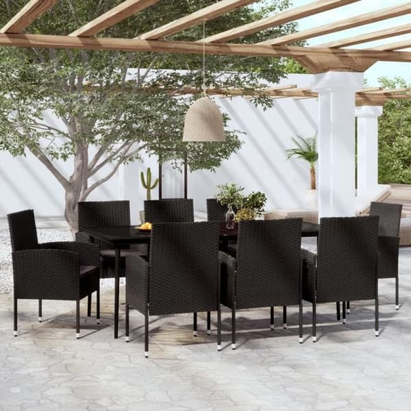 Maison Exclusive - 9 osan musta puutarhakalustesarja Svart
