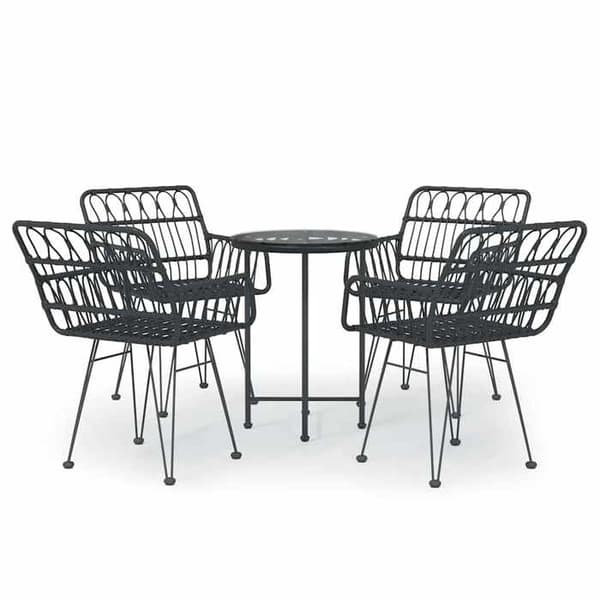 Maison Exclusive - Have spisebordssæt 5 stk Sort flet