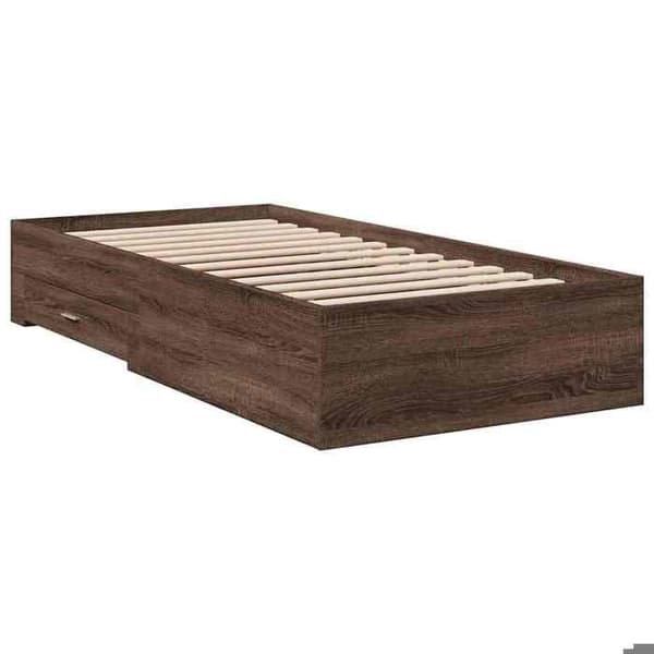 Maison Exclusive - Sengestel med skuffer uden madras, egetræ brun 75x190 cm