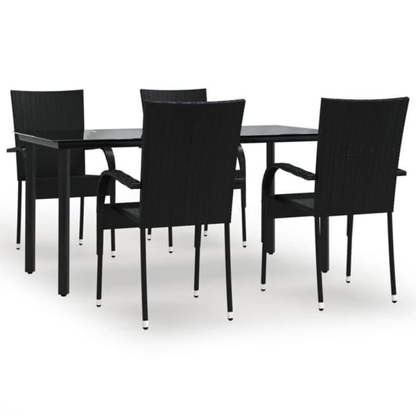 Maison Exclusive - Trädgårdsset 5 delar Svart Flätad Resin