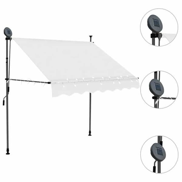 Fällbart tak - Exklusivt hus - 150 cm - Kräm - Solenergi LED - Manuell Grädde