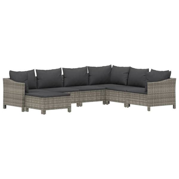 Maison Exclusive - Trädgårdsmöbler 7 delar med kuddar Grå Flätad resin