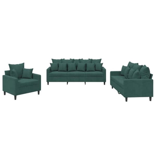 Maison Exclusive - Sæt af 3 sofaer med puder Mørkegrøn Velour