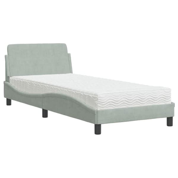 Maison Exclusive - Dover vaaleanharmaa sänky patjalla 90x200 cm sametti