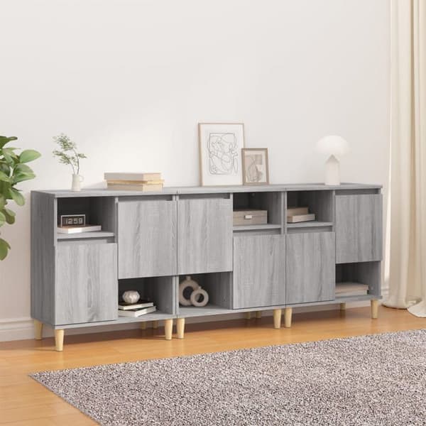 Maison Exclusive - 3 kpl buffet-sonoma harmaa 60x35x70 cm insinööripuuta