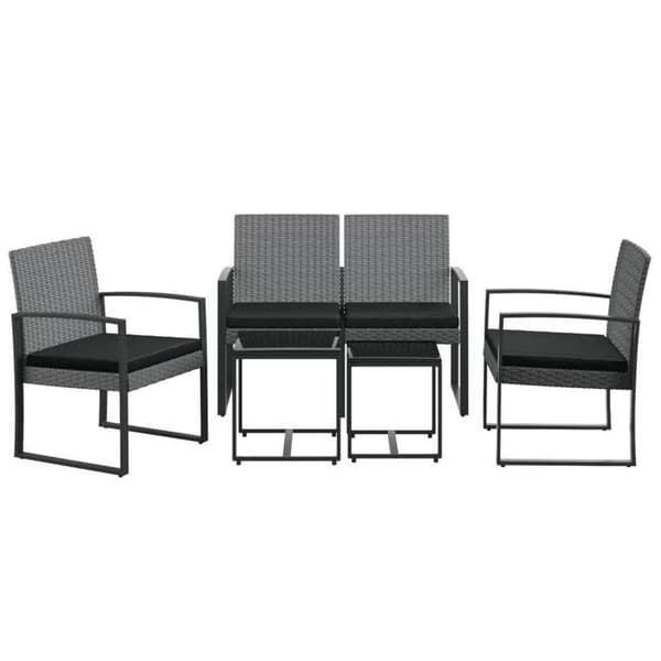 Maison Exclusive - Puutarhakalustesarja tyynyillä 5 kpl tummanharmaa rottinki PP