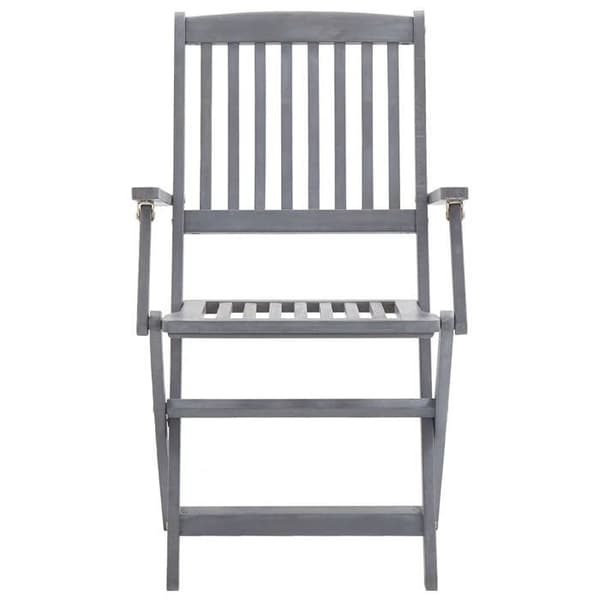 Maison Exclusive - Fällbara stolar (set om 2) med kuddar, i massiv akaciaträ Tvättad grå