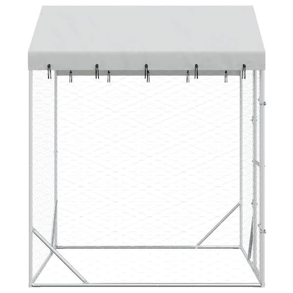 Exklusivt hus - Utomhus hundbur med silvertak 2x2x2,5 m Silver