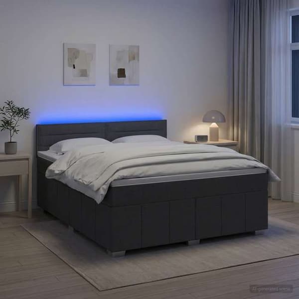 Maison Exclusive - Boxspring säng med madrass Mörkgrå 140 x 190 cm Tyg Mörkgrå